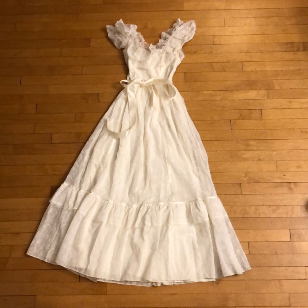 Vintage muslin boho lace prairie garden dress❤️